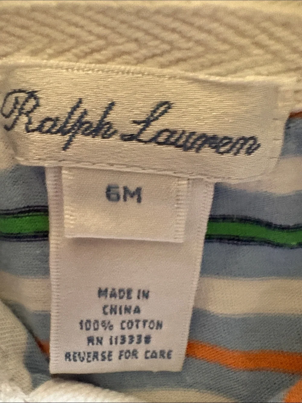 Ralph Lauren Striped Polo One-Piece in Light Blue, White, Green, Orange